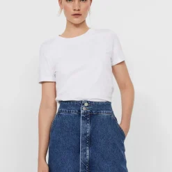 T-shirt Regular Fit Col rond Manches courtes Longueur regular blanc en coton Léa