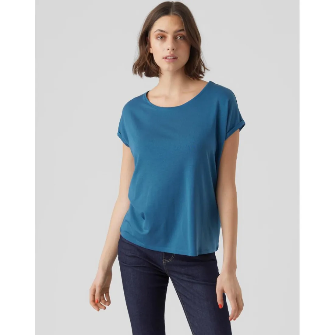 T-shirt Regular Fit Col rond Manches courtes Longueur regular bleu Mina