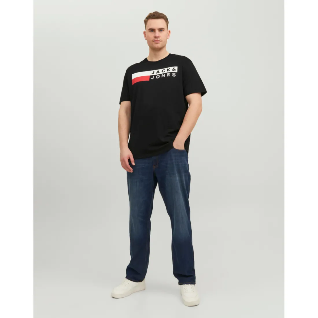T-shirt Regular Fit Col rond Manches courtes Noir en coton Flynn