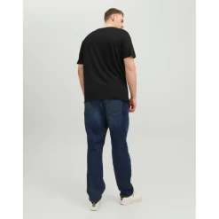 T-shirt Regular Fit Col rond Manches courtes Noir en coton Flynn