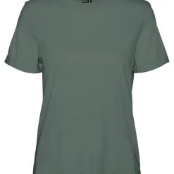 T-shirt Regular Fit Col rond Manches courtes Longueur regular vert en coton Mia