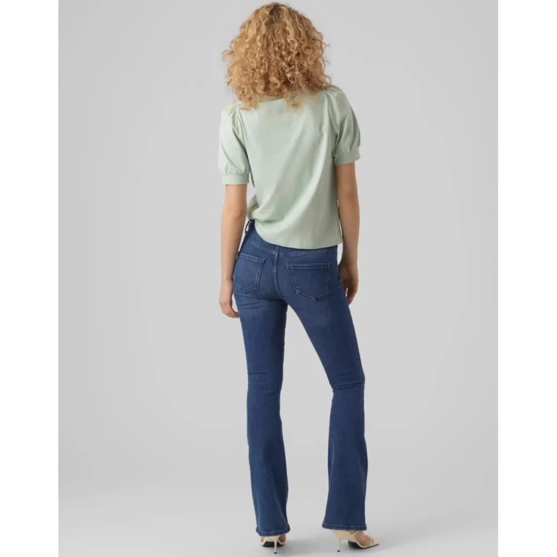 T-shirt Regular Fit Col rond Manches courtes vert en coton Alma