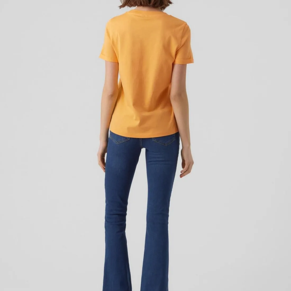T-shirt Regular Fit Col rond Manches courtes Longueur regular orange en coton