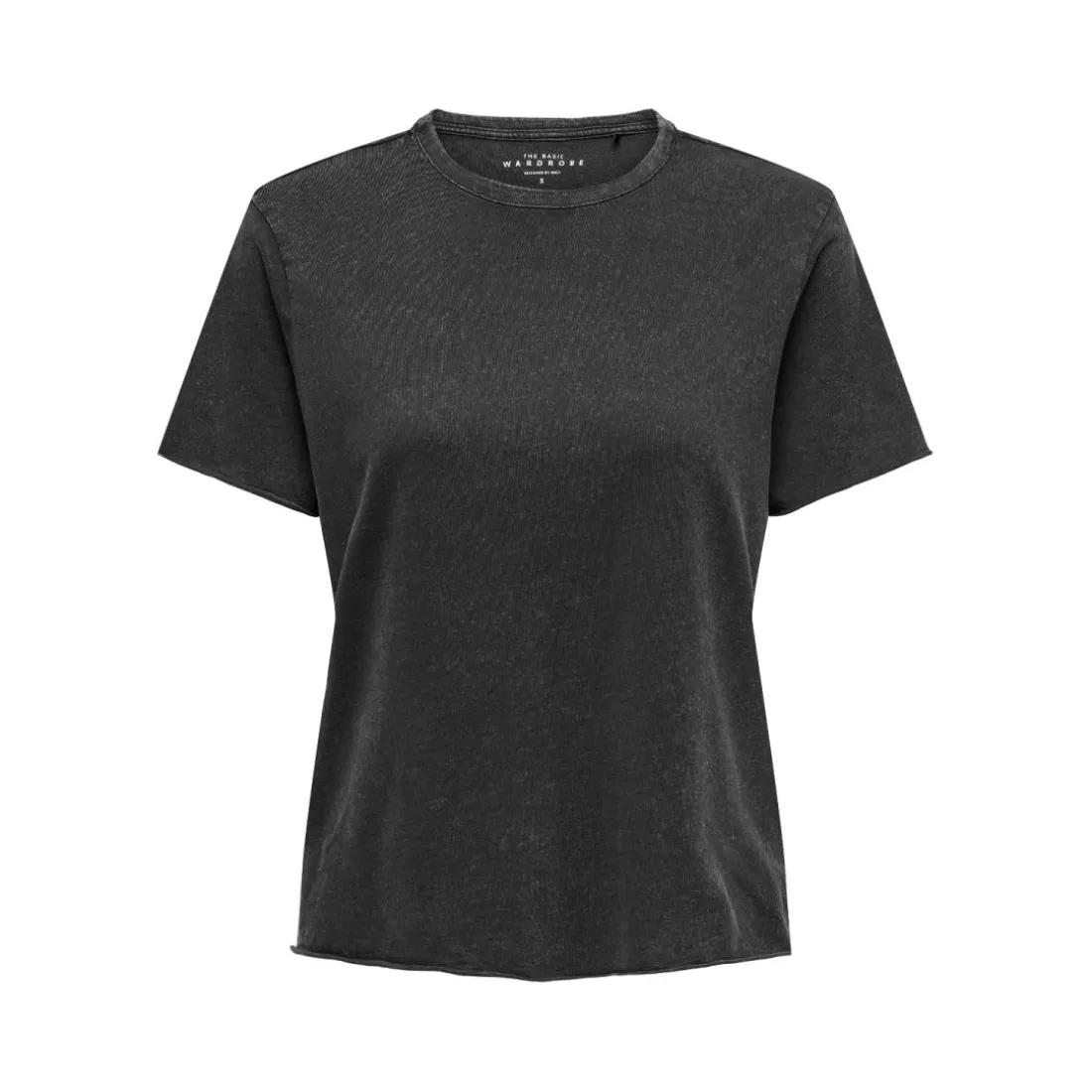 T-shirt regular fit col rond manches courtes noir en coton bio Sue