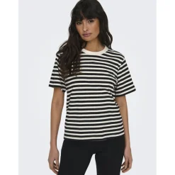 T-shirt regular fit col rond manches chauve-souris manches courtes blanc en coton Nola