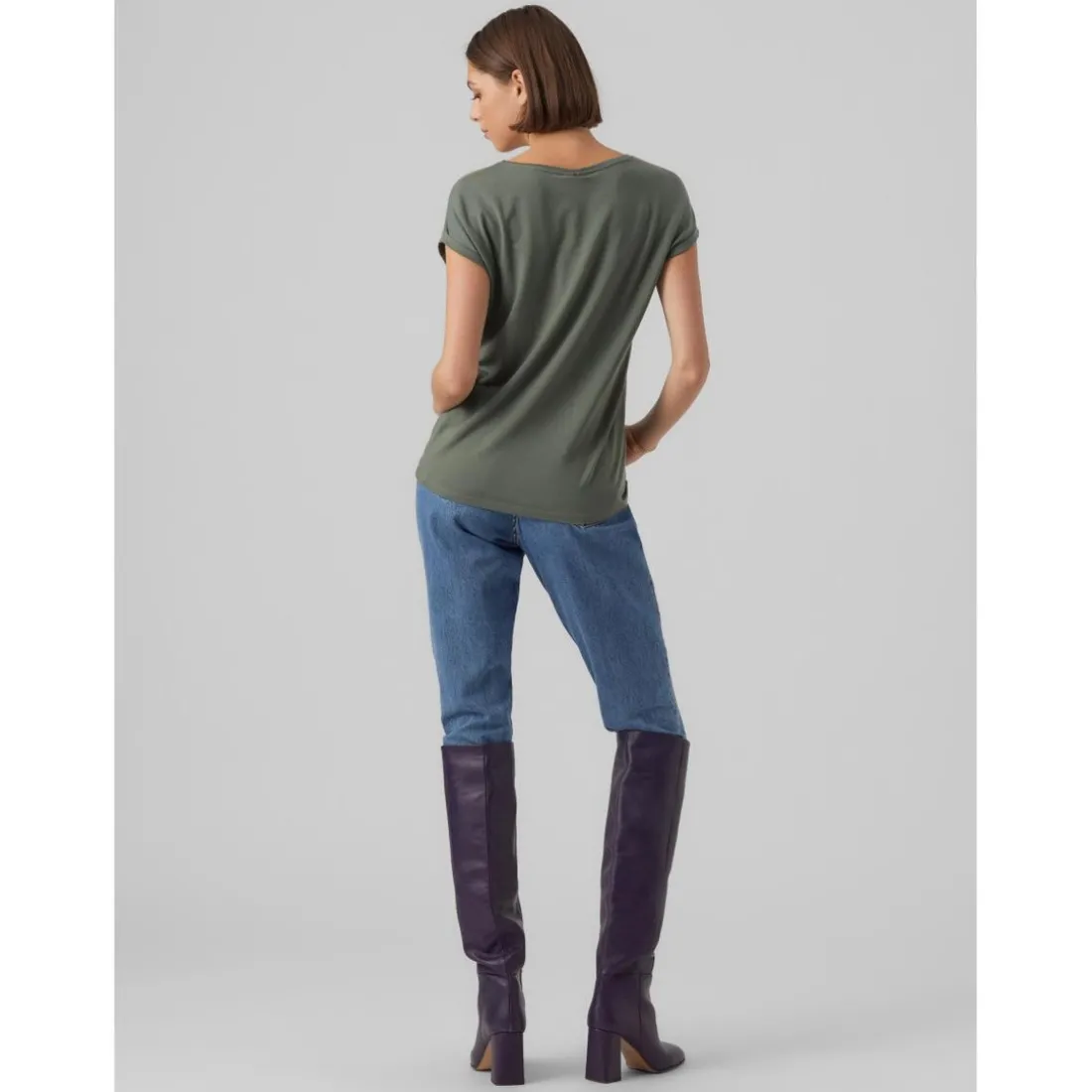 T-shirt Regular Fit Col rond Manches courtes Longueur regular vert en coton Fern