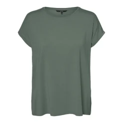 T-shirt Regular Fit Col rond Manches courtes Longueur regular vert en coton Fern