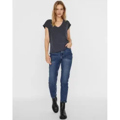 T-shirt Relaxed Fit Col en V Manches courtes Longueur regular bleu Lila