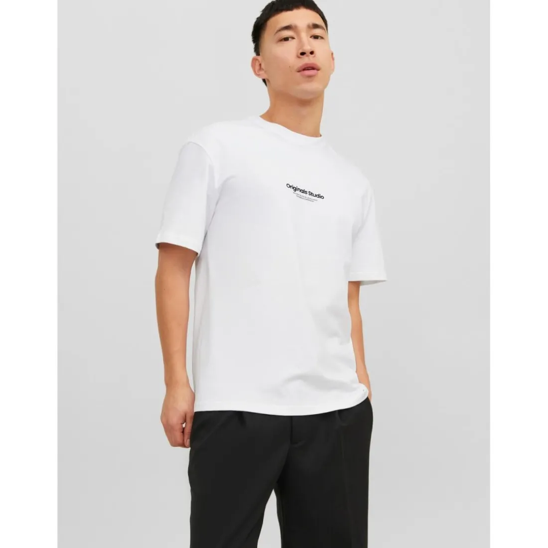 T-shirt Relaxed Fit Col ras du cou Manches courtes Blanc en coton Shane