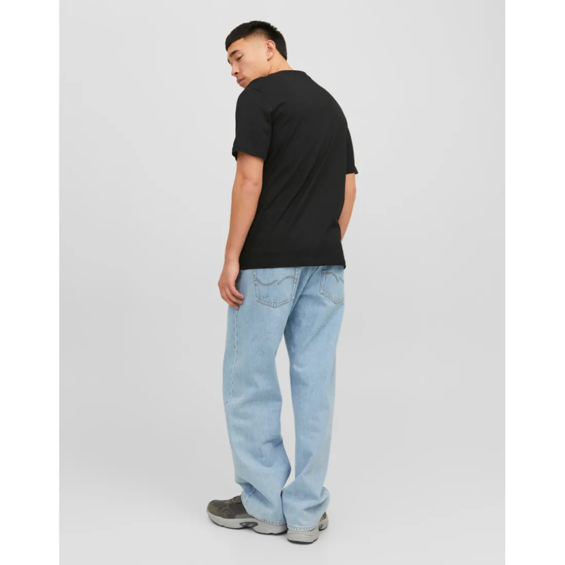 T-shirt Relaxed Fit Col ras du cou Manches courtes Noir en coton Jose