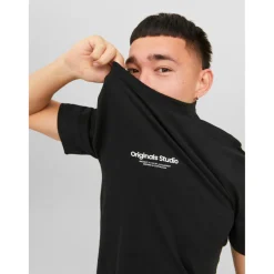 T-shirt Relaxed Fit Col ras du cou Manches courtes Noir en coton Jose