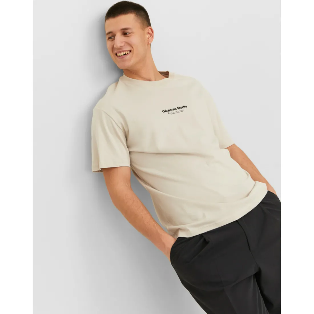 T-shirt Relaxed Fit Col ras du cou Manches courtes Gris Clair en coton Tom