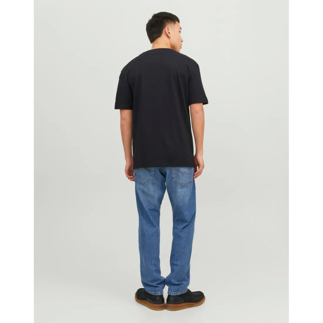 T-shirt Relaxed Fit Col rond Manches courtes Noir en coton Pete