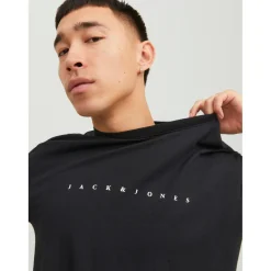 T-shirt Relaxed Fit Col rond Manches courtes Noir en coton Pete
