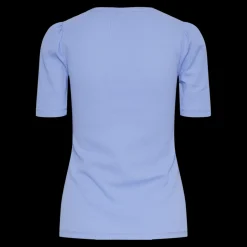 T-shirt slim fit manches courtes bleu en coton Uma