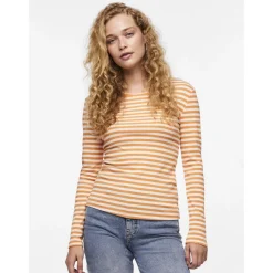T-shirt slim fit manches longues orange