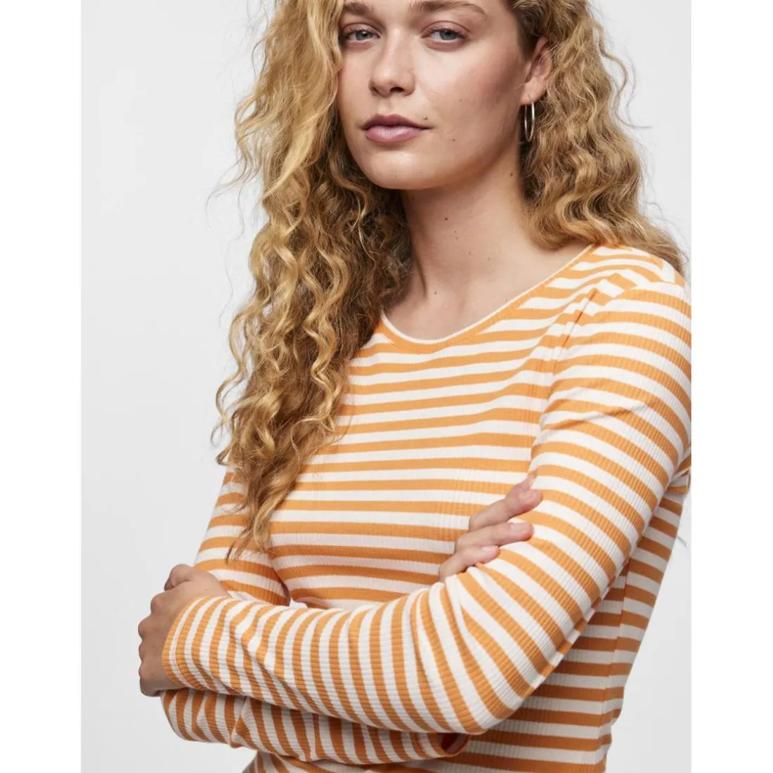 T-shirt slim fit manches longues orange