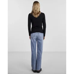 T-shirt slim fit manches longues noir Lina