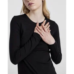 T-shirt slim fit manches longues noir Lina