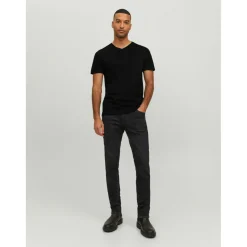 T-shirt Standard Fit Col en V Manches courtes Noir