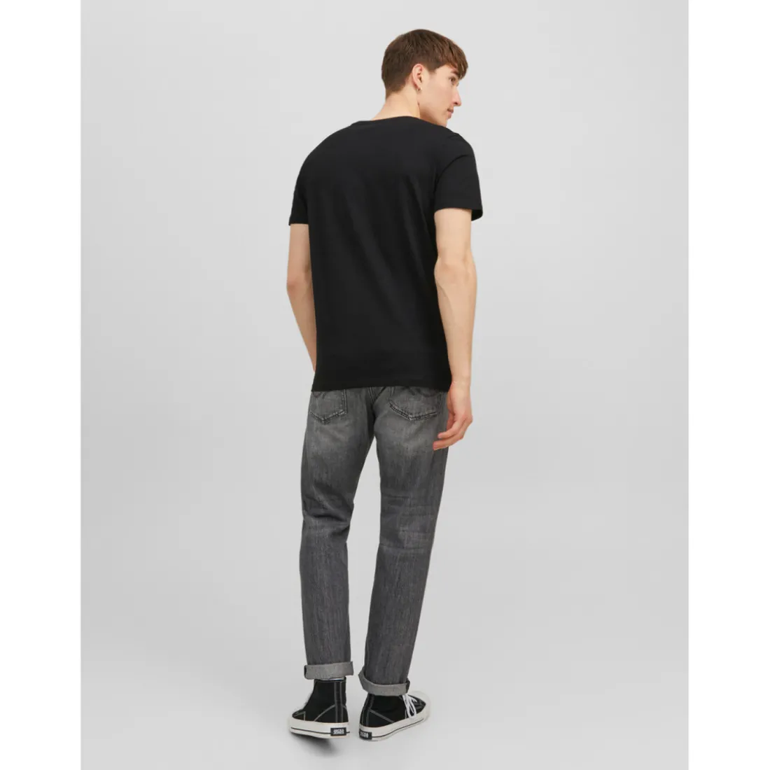 T-shirt Standard Fit Col rond Manches courtes Noir en coton Owen