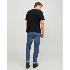 T-shirt Standard Fit Col rond Manches courtes Noir en coton Neal