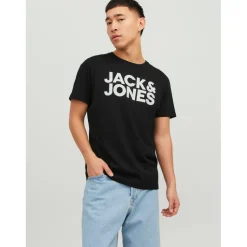 T-shirt Standard Fit Col rond Manches courtes Noir en coton Joel