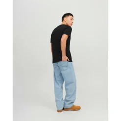 T-shirt Standard Fit Col rond Manches courtes Noir en coton Joel