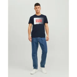 T-shirt Standard Fit Col rond Manches courtes Bleu Marine en coton Harry
