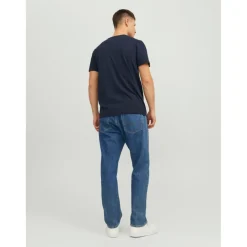 T-shirt Standard Fit Col rond Manches courtes Bleu Marine en coton Harry