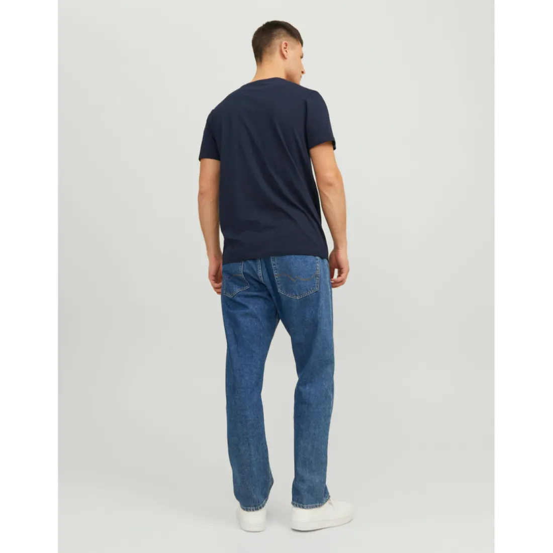 T-shirt Standard Fit Col rond Manches courtes Bleu Marine en coton Harry