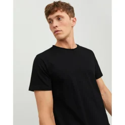 T-shirt Standard Fit Col rond Manches courtes Noir en coton Luke