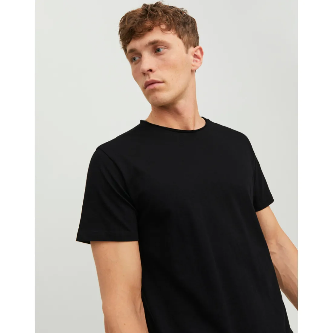 T-shirt Standard Fit Col rond Manches courtes Noir en coton Luke