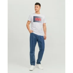 T-shirt Standard Fit Col rond Manches courtes Blanc en coton Ilan