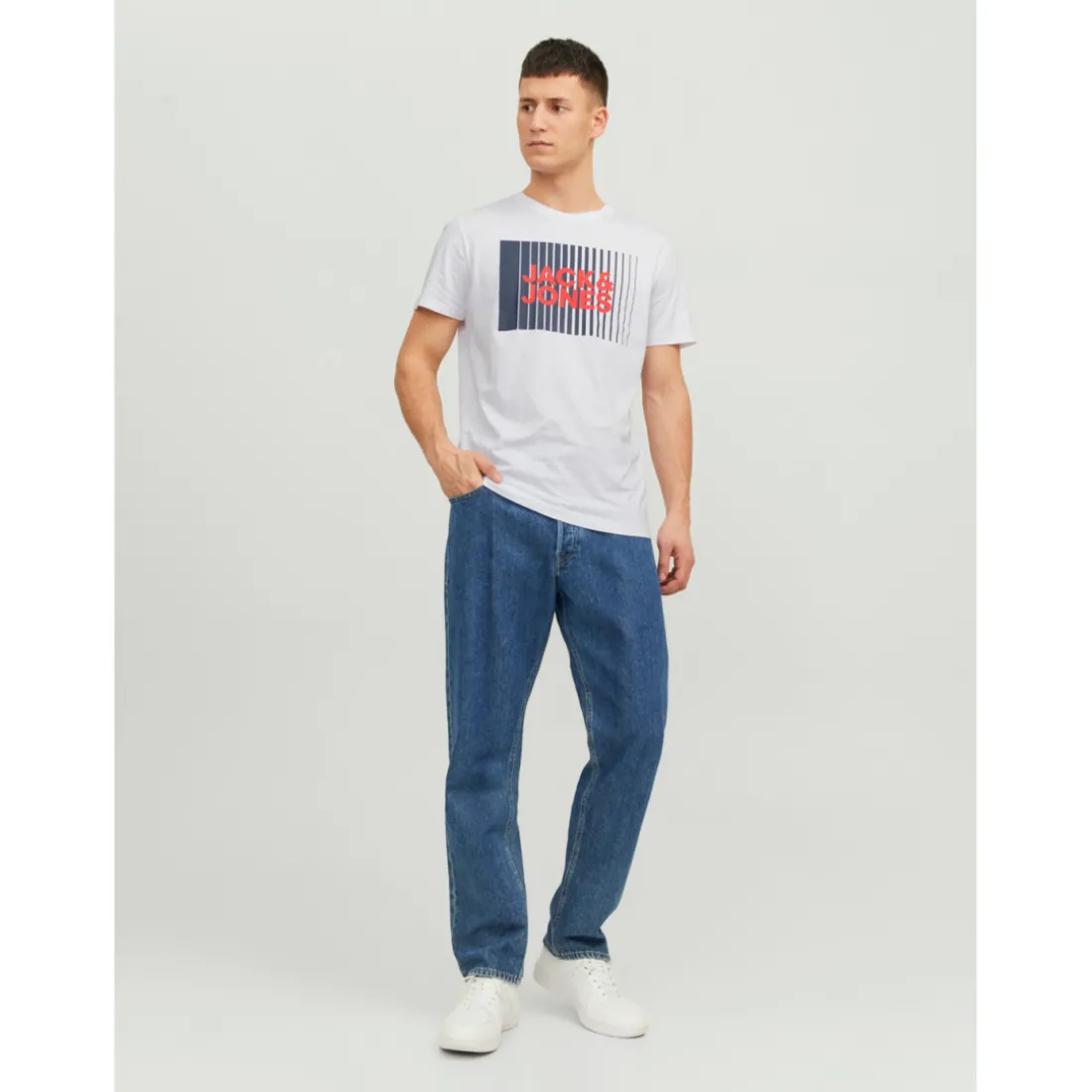 T-shirt Standard Fit Col rond Manches courtes Blanc en coton Ilan