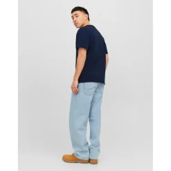 T-shirt Standard Fit Col rond Manches courtes Bleu Marine en coton Hugo