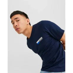 T-shirt Standard Fit Col rond Manches courtes Bleu Marine en coton Hugo
