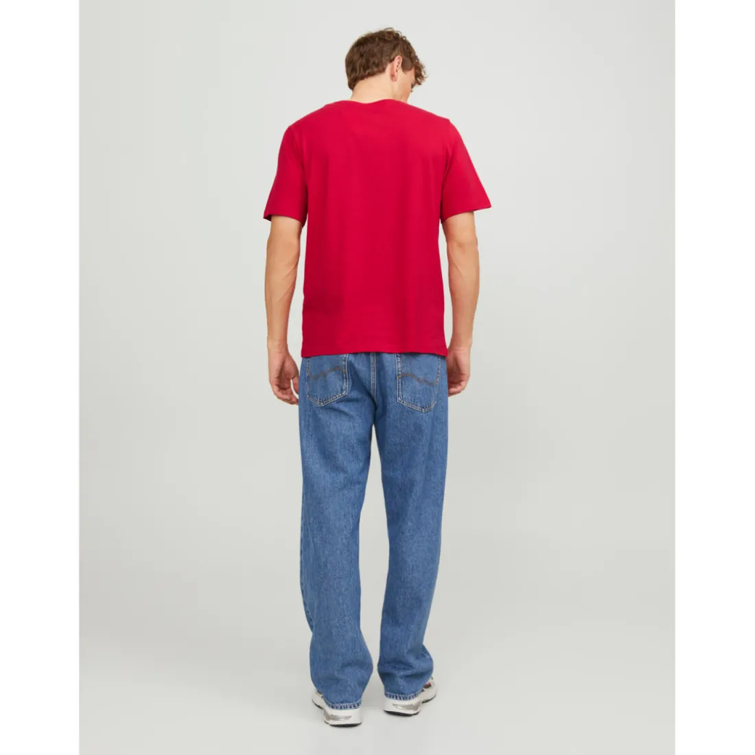 T-shirt Standard Fit Col rond Manches courtes Rouge foncé en coton Ross