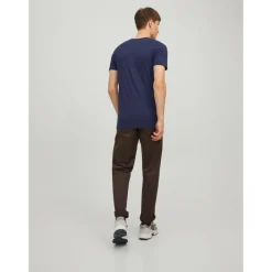 T-shirt Stretch Fit Col en V Manches courtes Bleu Marine