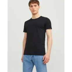 T-shirt Stretch Fit Col rond Manches courtes Noir en coton
