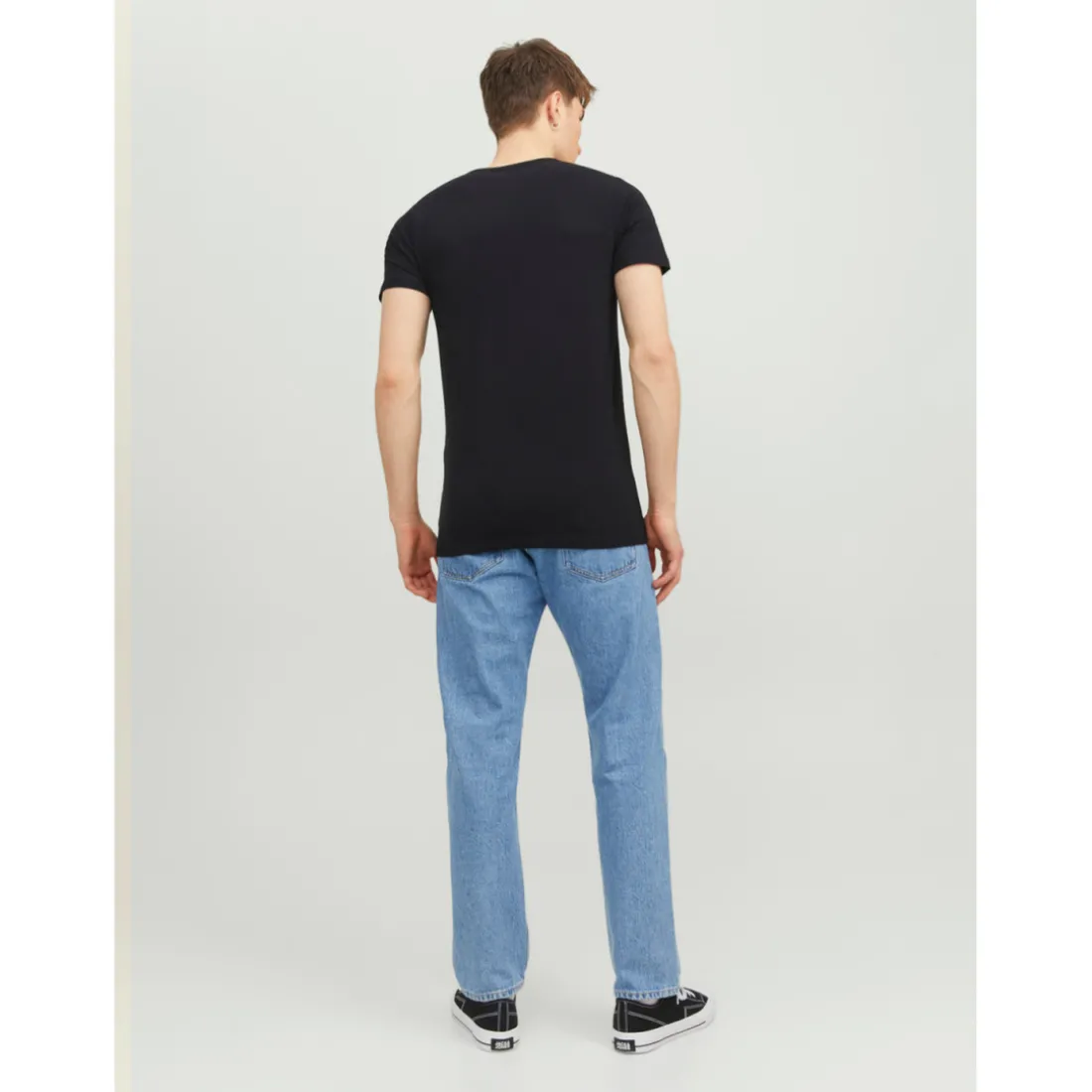 T-shirt Stretch Fit Col rond Manches courtes Noir en coton