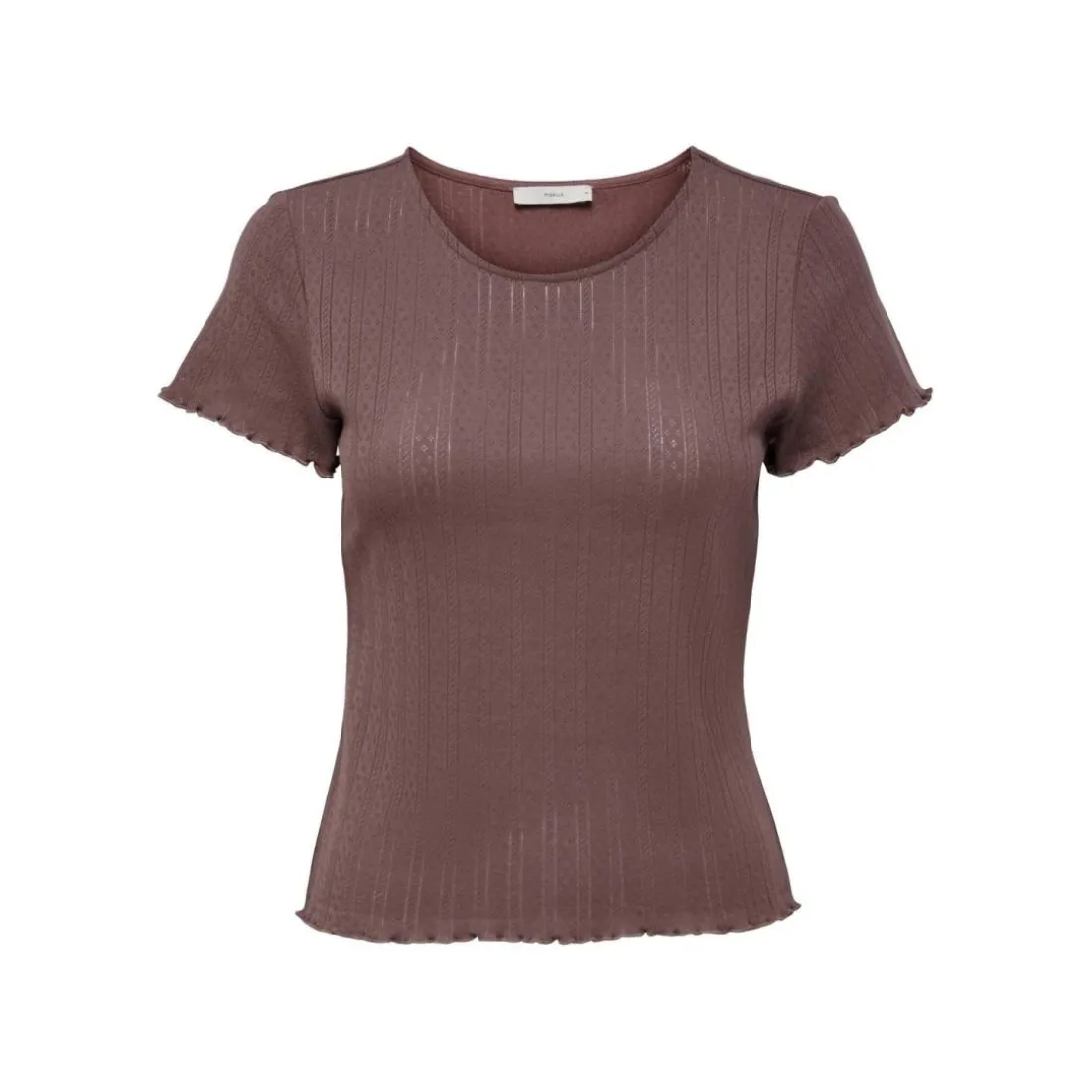 T-shirt tight fit col rond manches courtes rose foncé en coton Gaia