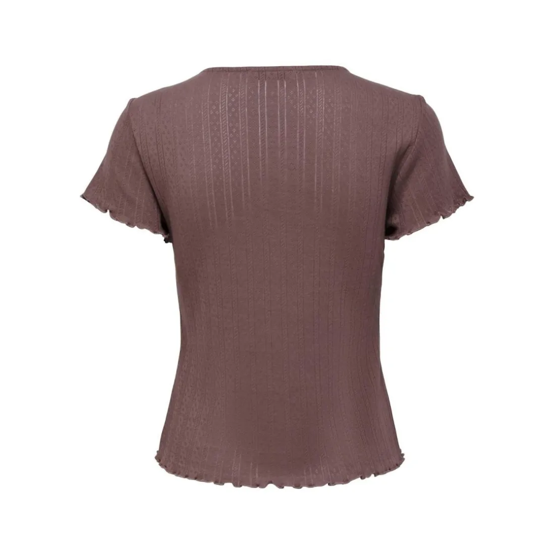 T-shirt tight fit col rond manches courtes rose foncé en coton Gaia
