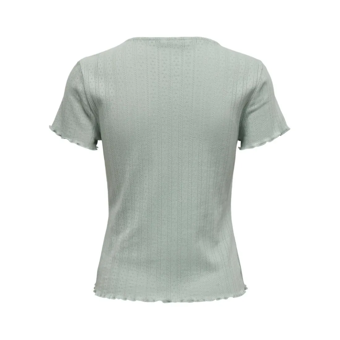 T-shirt tight fit col rond manches courtes vert clair en coton Leah