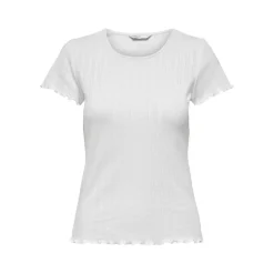 T-shirt tight fit col rond manches courtes blanc en coton Ida