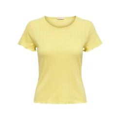 T-shirt tight fit col rond manches courtes jaune en coton Alice