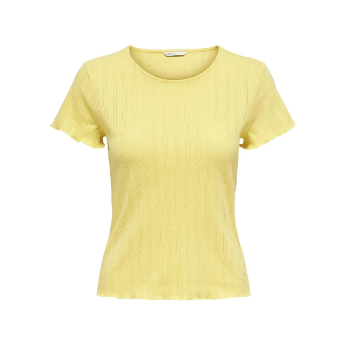 T-shirt tight fit col rond manches courtes jaune en coton Alice