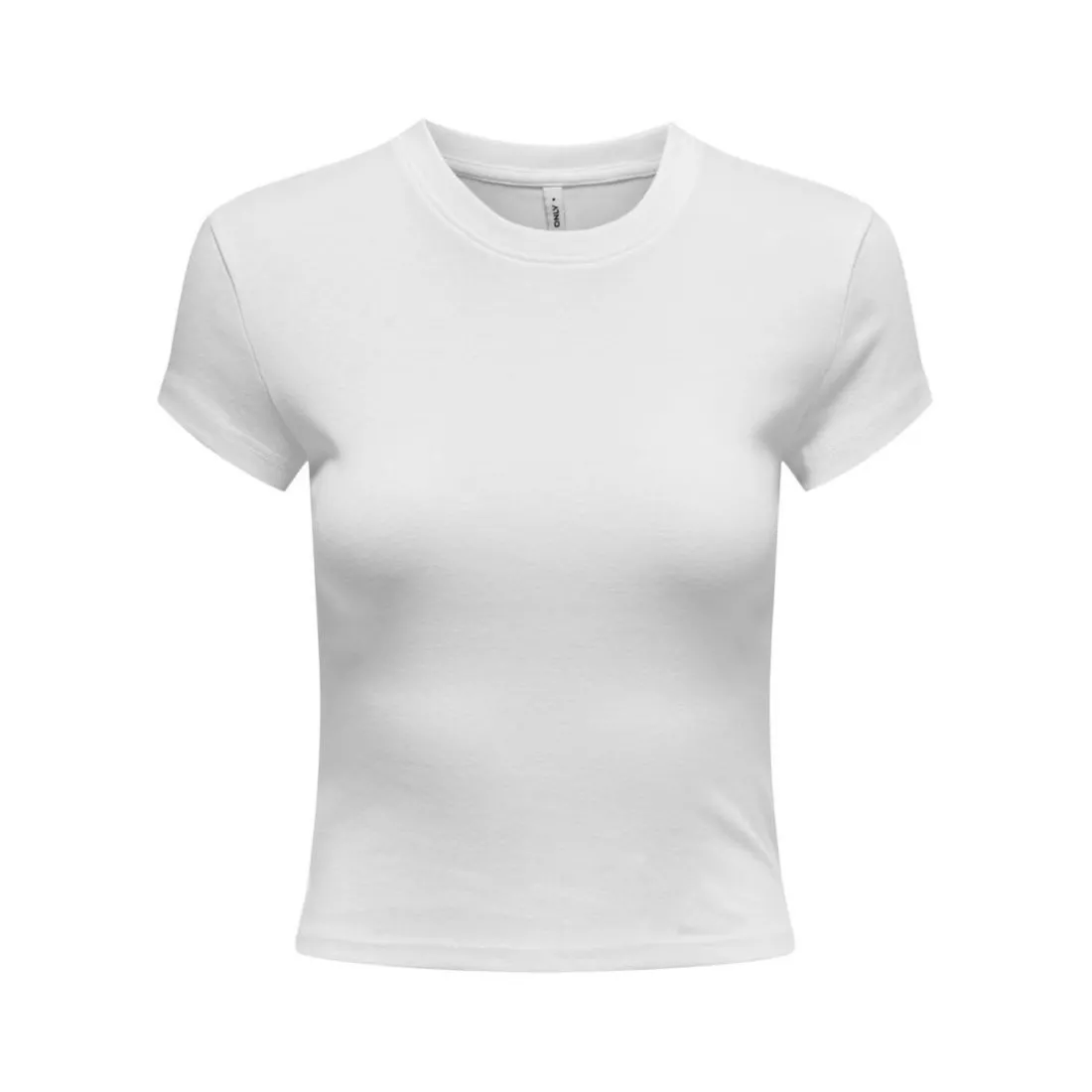 T-shirt tight fit col rond manches courtes blanc en coton Tia