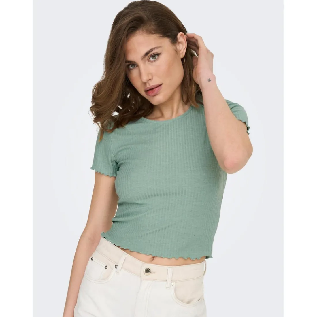T-shirts Col rond Manches courtes Court vert Rae