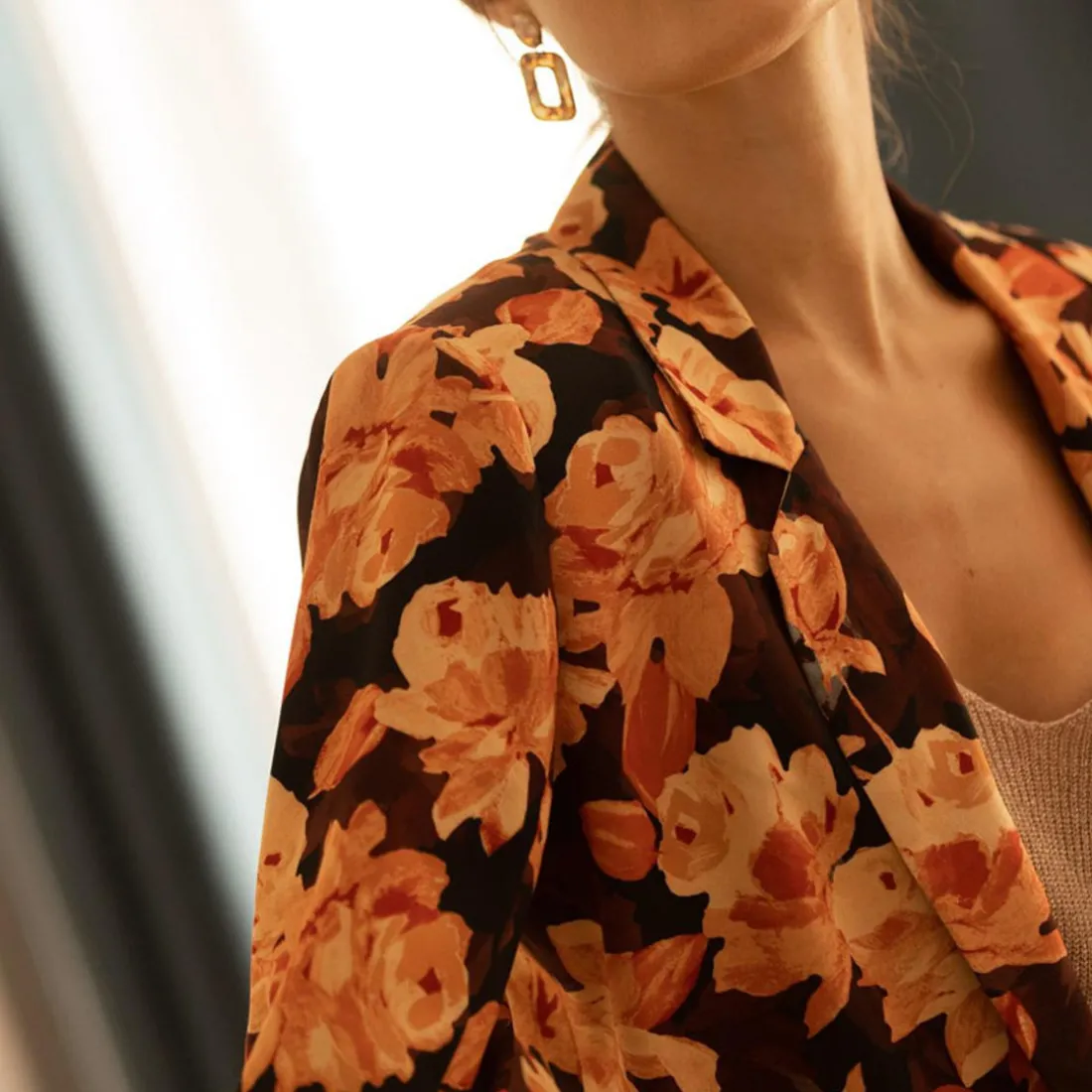 Veste à fleurs Anita orange en viscose